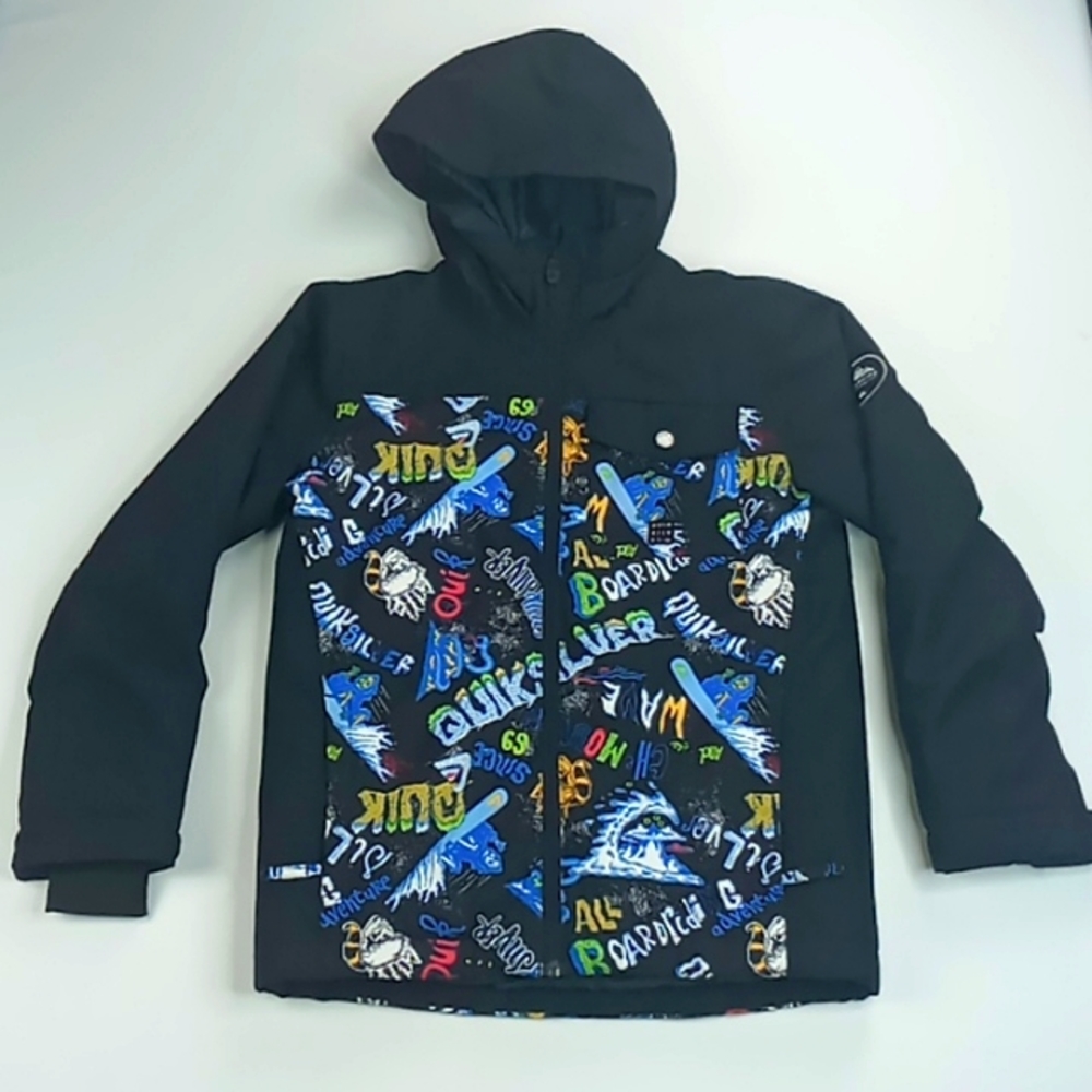 Quicksilver Unisex Youth Ski Snowboarding hooded Jacket Size 12/L/G/G Black